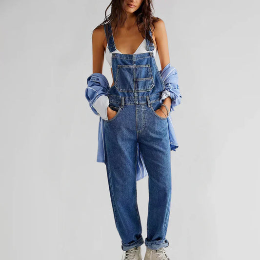 Charlotte Jeans Jumpsuit Damen – Elegant und Bequem, figurbetonter Schnitt mit Knopfleiste
