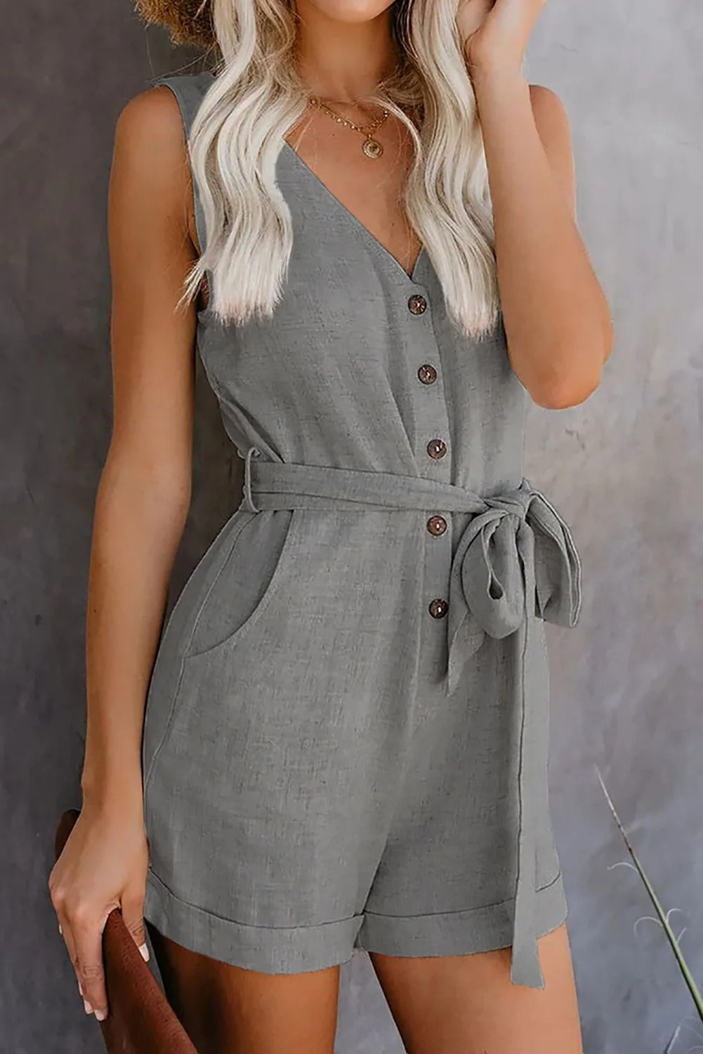 Nina Chic Kurzer Jumpsuit Damen – Eleganter Kurzer Jumpsuit mit Taschen & Bequemer Passform