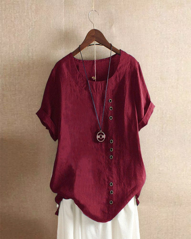 Lena Bluse Damen – Leichte Leinenbluse mit Knopfleiste & natürlichem Look