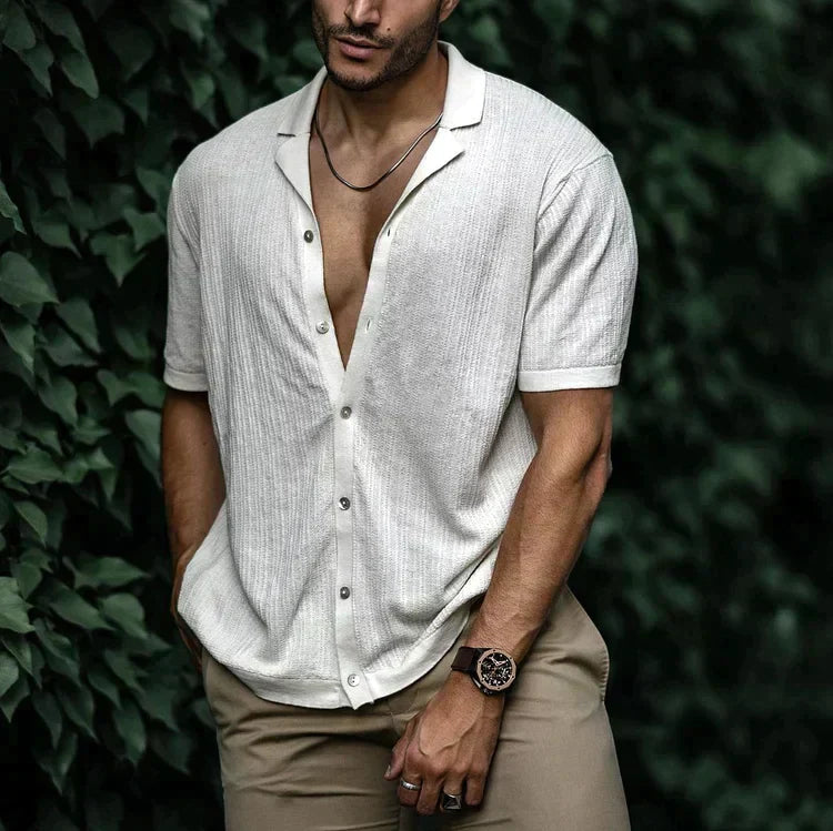 Leandro Herren-Sommerhemd – Atmungsaktives Leinenhemd mit schmeichelhaftem Schnitt für einen lässigen Look