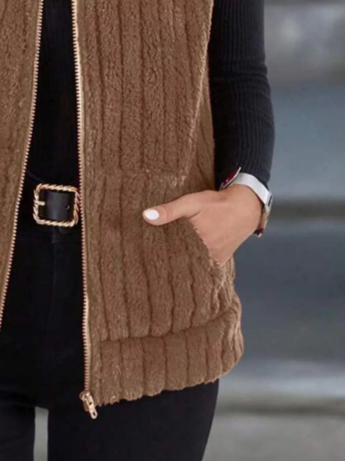Himmelblå fleecevästjacka för dam plus size