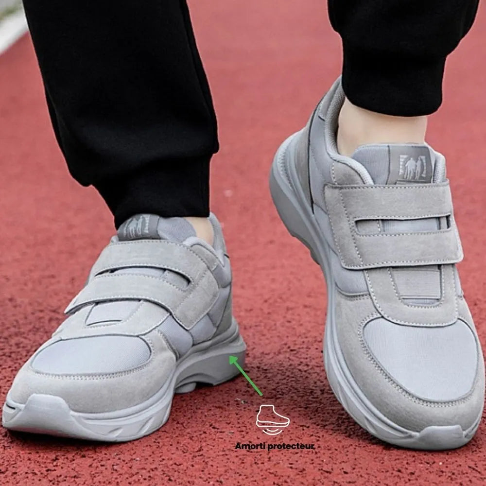 Ljusgrå ortopedisk sneaker för damer med platt sula