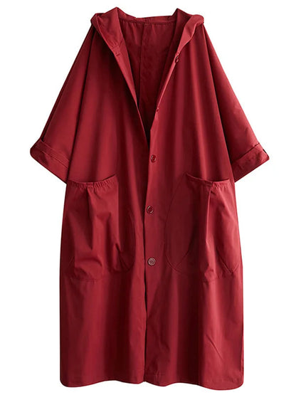 Selena Trenchcoat Damen – Langer Jacke mit Kapuze & Elegantem Schnitt für Regenwetter