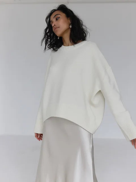 Elina dam tröja i beige – mångsidig och bekväm hösttröja