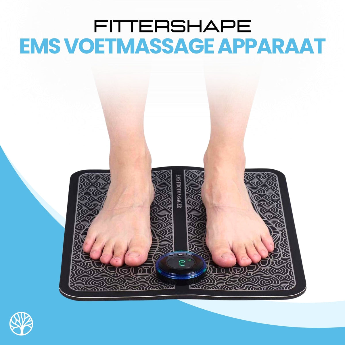 Närbild på EMS fotmassageapparat med kontrollpanel