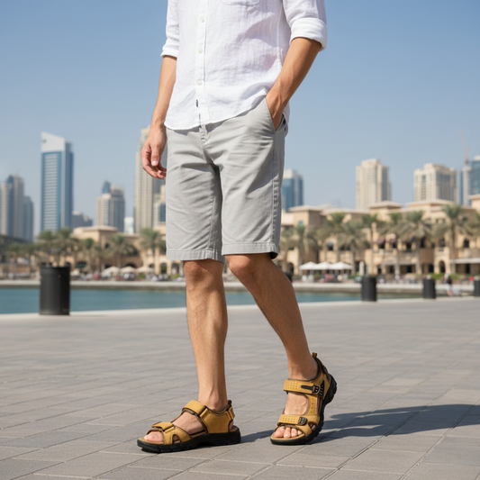 Fenrir herr ortopediska lädersandaler med justerbara remmar och valvstöd