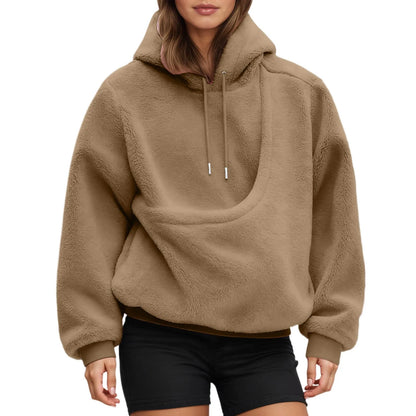 Svart oversized huvtröja med känguruficka, 100% polyesterfleece