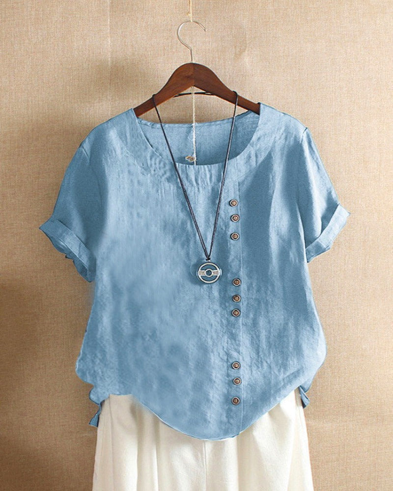 Lena Bluse Damen – Leichte Leinenbluse mit Knopfleiste & natürlichem Look