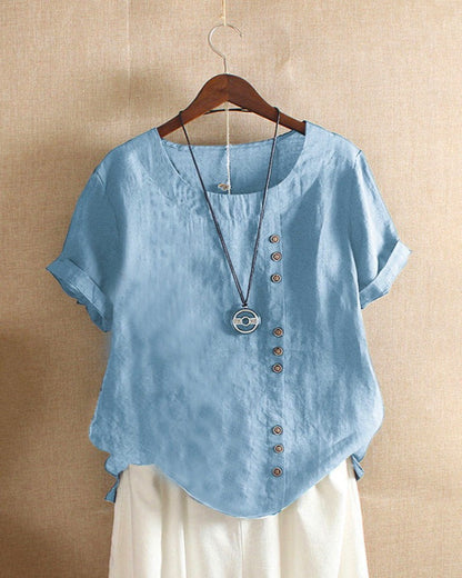 Lena Bluse Damen – Leichte Leinenbluse mit Knopfleiste & natürlichem Look