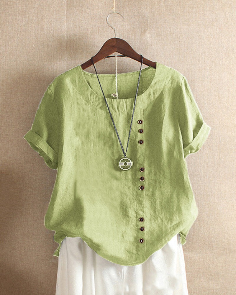 Lena Bluse Damen – Leichte Leinenbluse mit Knopfleiste & natürlichem Look