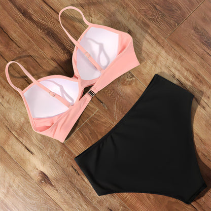 Bikini Set Dam Sigrun – Högmidjade Badkläder med Justerbara Band & Smickrande Skärning