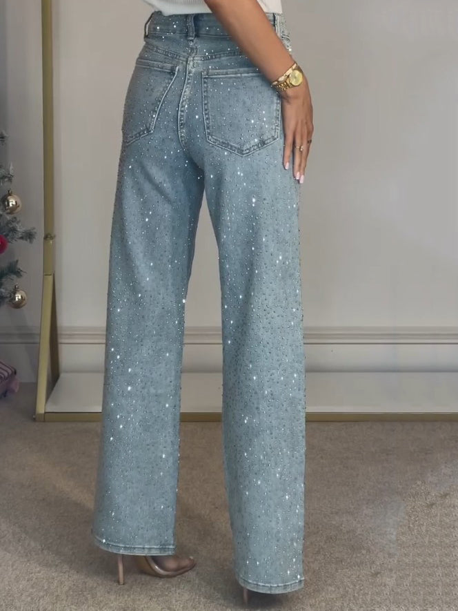 Rachel Jean High Waist Sparkling for Women – Flattering Fit with Shiny Details & Modern Style