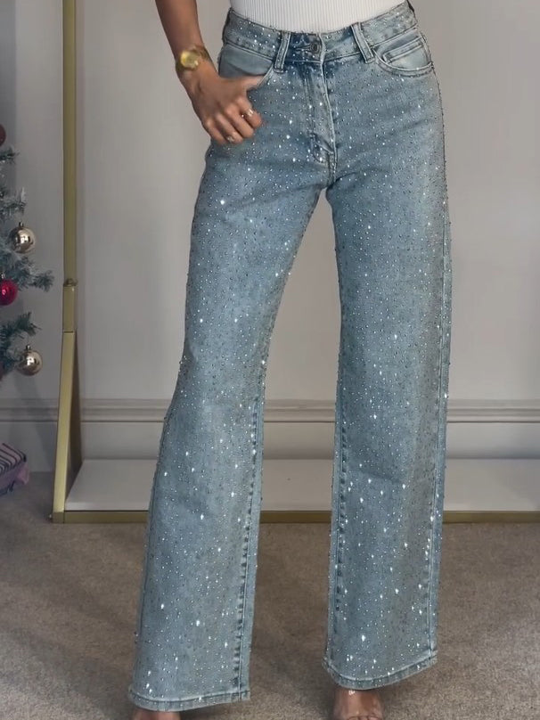 Rachel Jean High Waist Sparkling for Women – Flattering Fit with Shiny Details & Modern Style