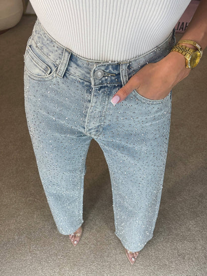 Rachel Jean High Waist Sparkling for Women – Flattering Fit with Shiny Details & Modern Style