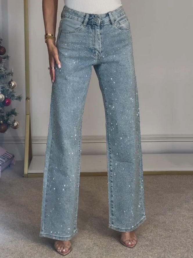 Rachel Jean High Waist Sparkling for Women – Flattering Fit with Shiny Details & Modern Style