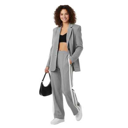Aila Athleisure Set Damen Emora Nova – Bequemer gestreifter Trainingsanzug aus Baumwollmischung