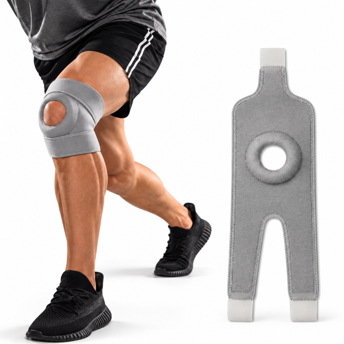 Flexis justerbar knäskena med öppet patella-design för knästöd