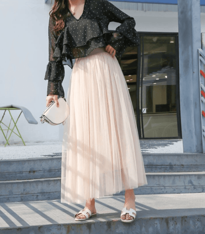 Shandria Tyllkjol Dam – Lätt Midikjol i Tyll & Polyester, Elegant & Flytande Skärning