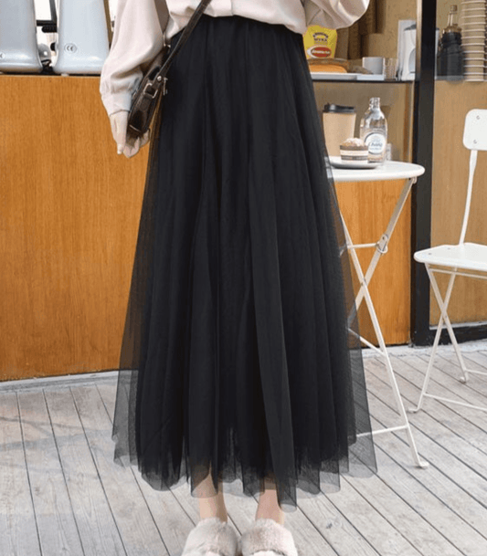 Shandria Tyllrock Damen – Leichter Midirock aus Tüll & Polyester, elegant & fließend geschnitten