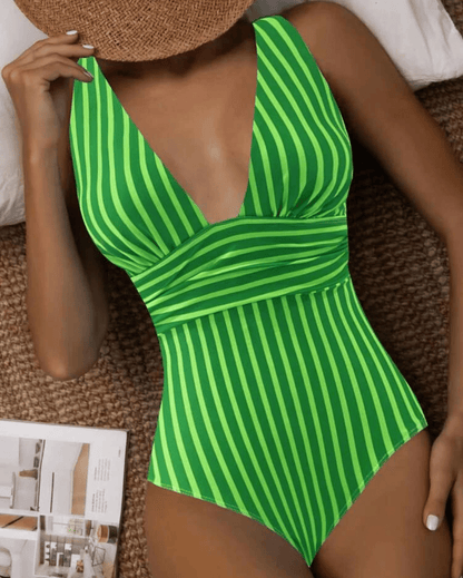 Marvella Badeanzug Damen – Eleganter gestreifter Badeanzug mit schmeichelhaftem Schnitt & modernem Design