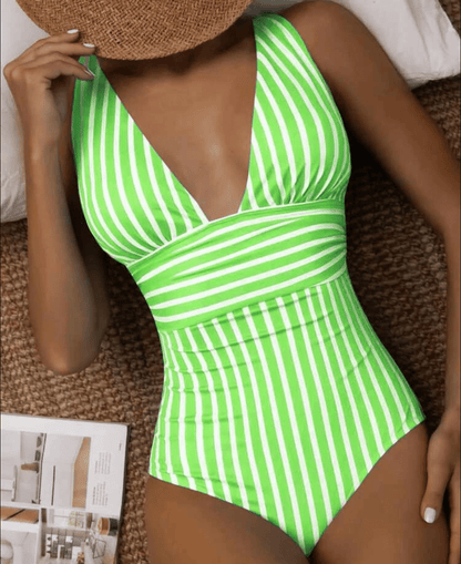 Marvella Badeanzug Damen – Eleganter gestreifter Badeanzug mit schmeichelhaftem Schnitt & modernem Design
