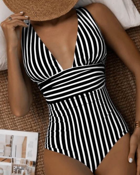 Marvella Badeanzug Damen – Eleganter gestreifter Badeanzug mit schmeichelhaftem Schnitt & modernem Design
