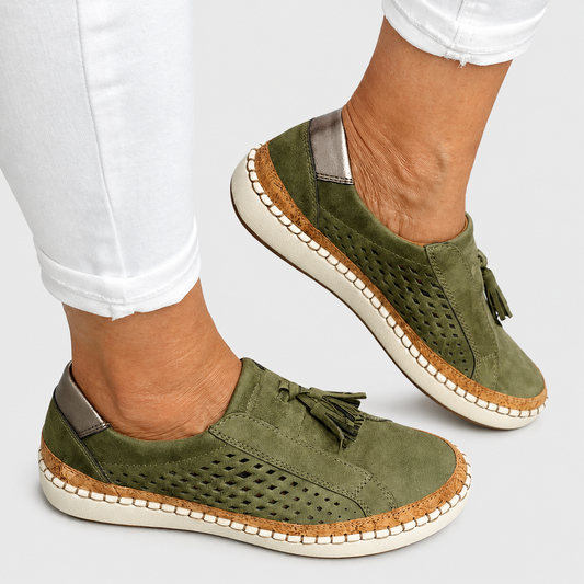 Maja ortopediska slip-on skor för damer i grönt med halkfri sula