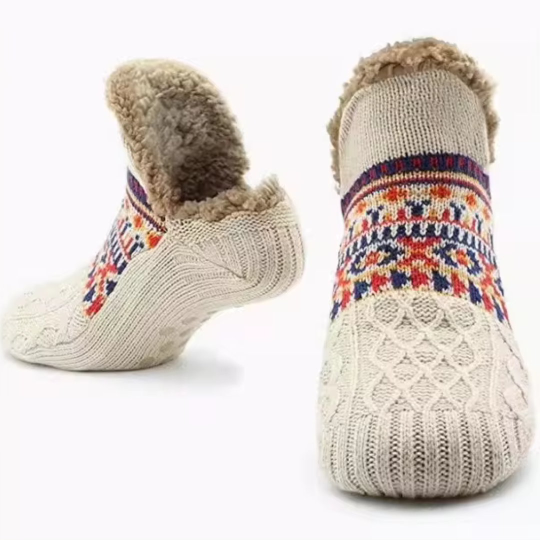 Röda fleecesockor för dam och herr – extra varma och bekväma