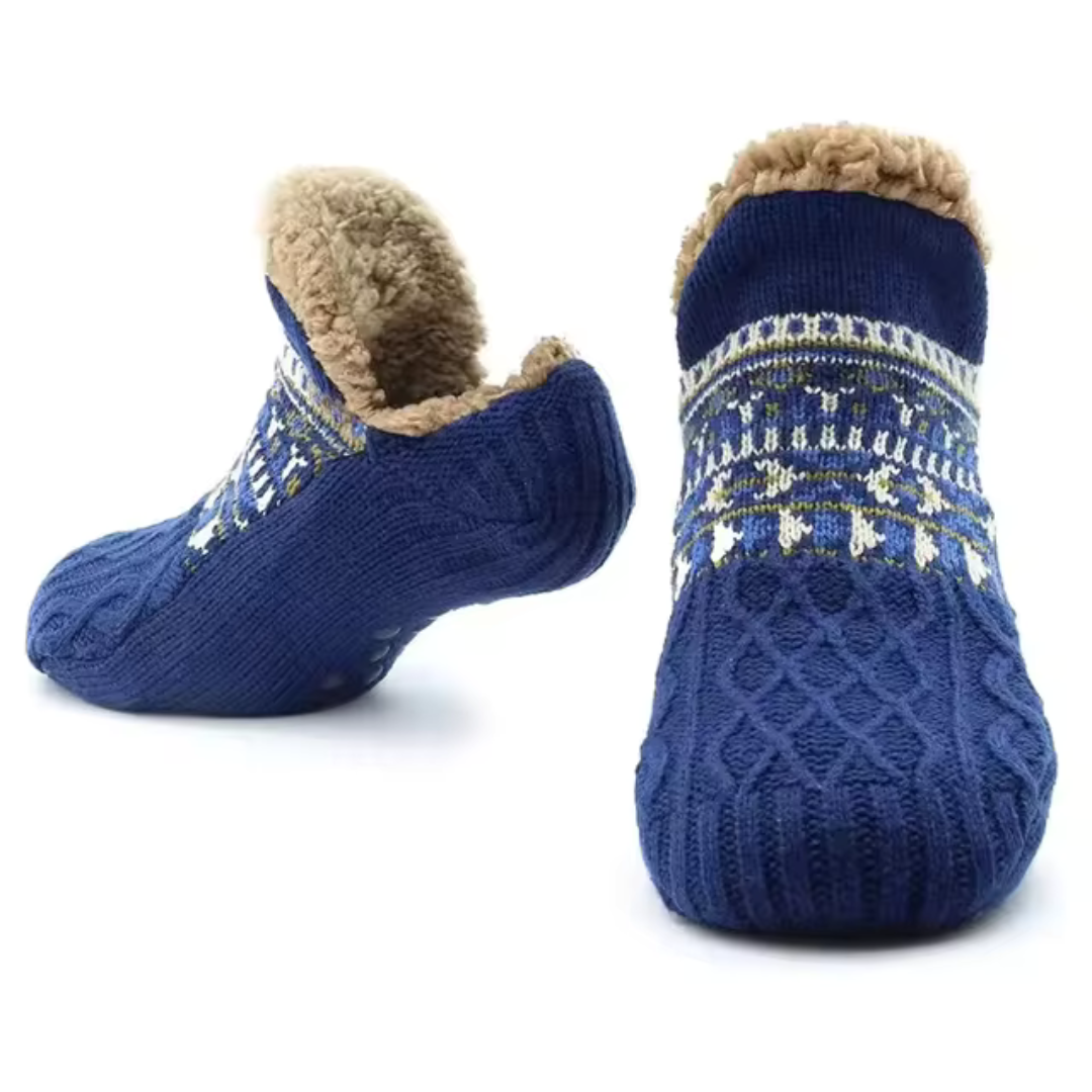 Blå fleecesockor i polyester med mjuk fleecefodring