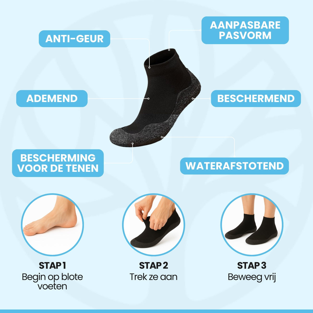 Nokka sock-skor med naturlig tåplacering och flexibel passform
