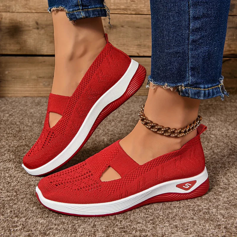 Solvei röda sneakers med stödjande sula för kvinnor