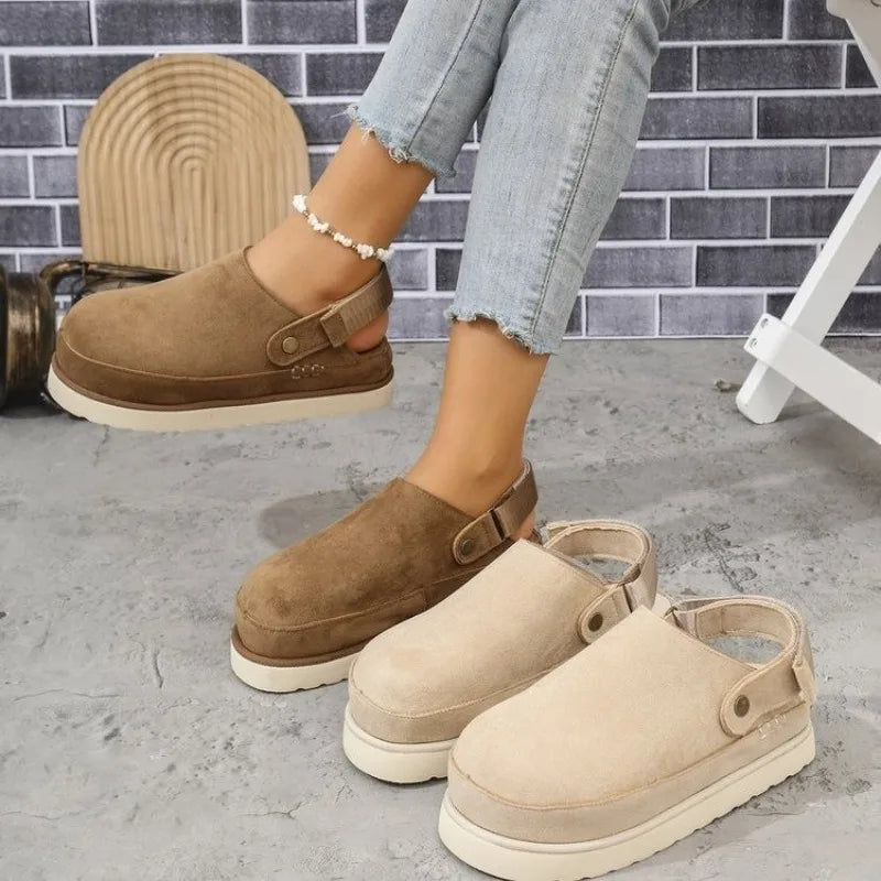 Stella slip-on clogs för dam – detalj av spänne och hälband