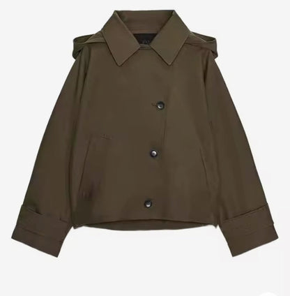 Velaria trenchcoat med diskret huva – sidovy