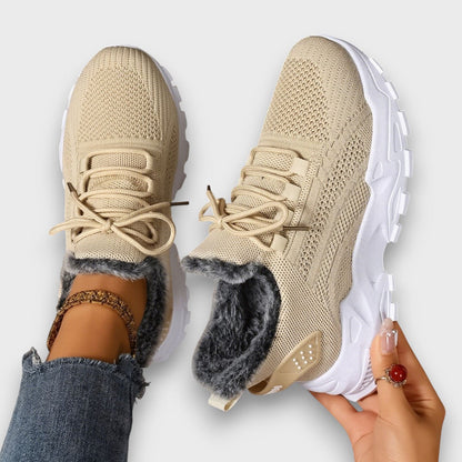 Vinna sneakers dam beige – antihalk syntetsula och justerbar snörning för vinterbruk