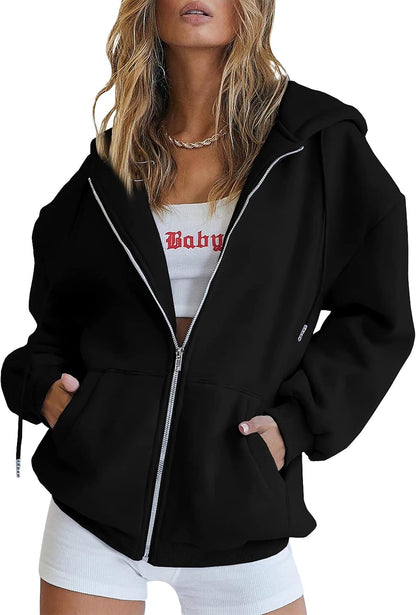 Röd oversized hoodie för dam med stor huva